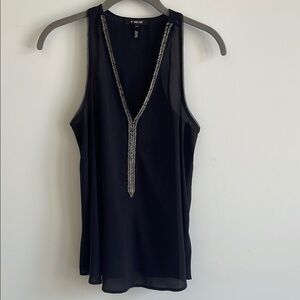 Black Embellished Sleeveless Tank Top
